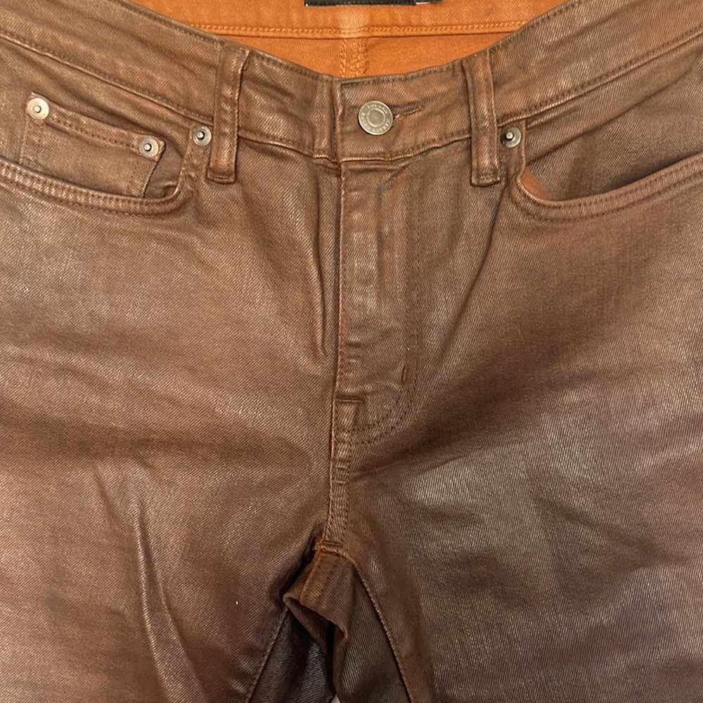 LEATHER COATED Brown Jeans by RALPH LAUREN Womens 4 - Picture 2 of 6